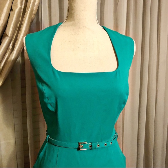 Shoshanna Green Belted Sheath Dress - Picture 3 of 4
